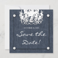 Convite de Casamento Denim n Diamonds Chandelier 1