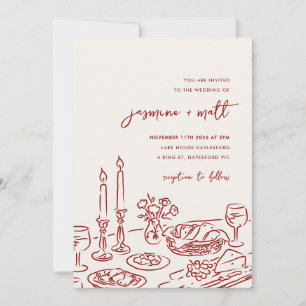 Convite de Casamento Desenhado à Mão com Doodle Ca