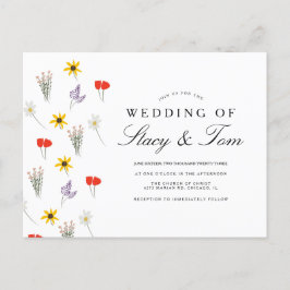 Convite de Casamento Desenhado à Mão com Flores Si