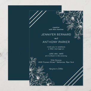 Convite de Casamento Desenhado à Mão com Lírios Br