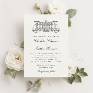 Convite de Casamento Desenho da Propriedade Clássi