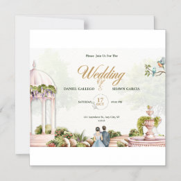 Convite de Casamento – Desenho de Gazebo de Jardim