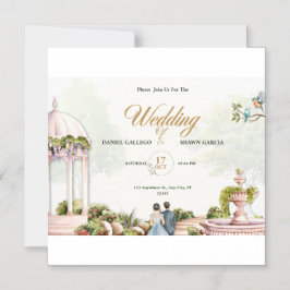 Convite de Casamento – Desenho de Gazebo de Jardim