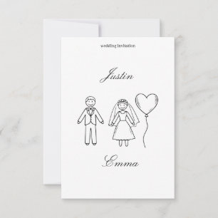 Convite de Casamento Desenho de Mão