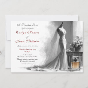 Convite de Casamento Desenho Romântico Vintage Noi