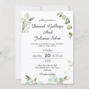 Convite de Casamento Desert Greenery