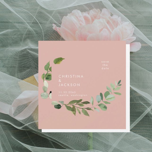 Convite de casamento Desert Pink Eucalyptus  (Criador carregado)