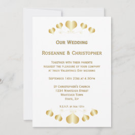 Convite de Casamento Design Corações Dourados