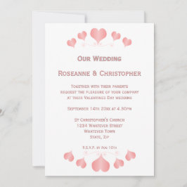 Convite de Casamento Design Corações Rosa