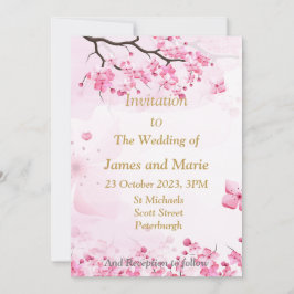 Convite de casamento deslumbrante, flor de cor-de-