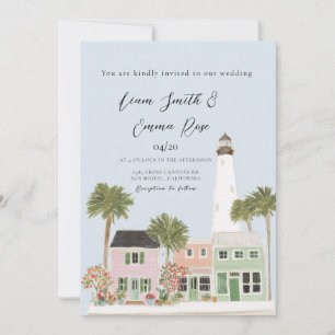 Convite de Casamento Destino Flórida Aquarela