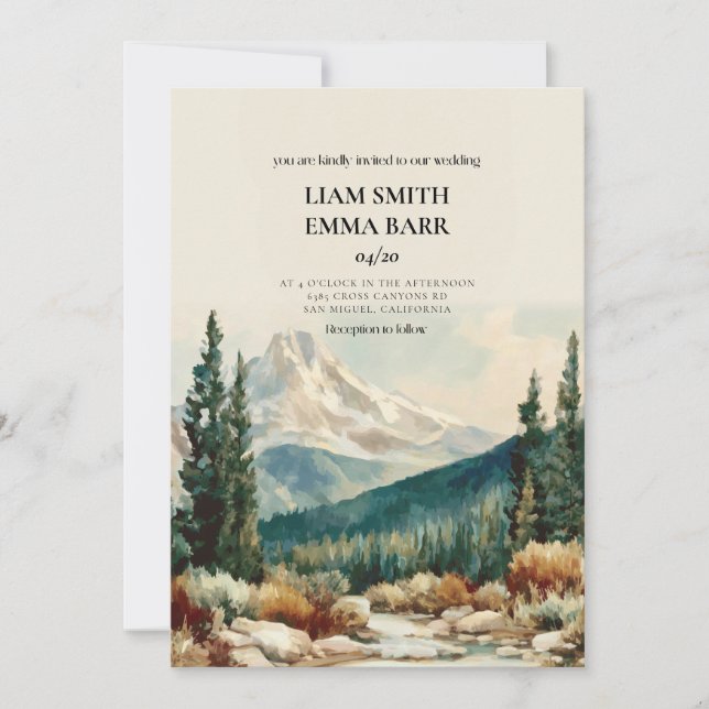 Convite de Casamento Destino Montanha Colorado (Frente)
