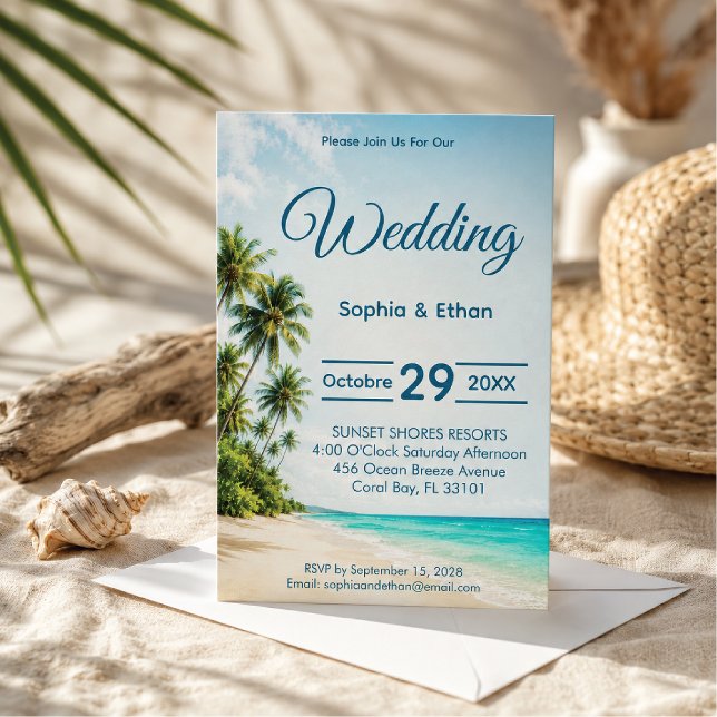 Convite de Casamento Destino Paraíso Oceânico (Criador carregado)