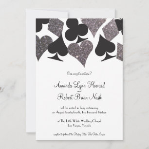 Convite de casamento Destino Vegas Faux Silver Gli
