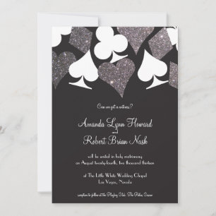 Convite de casamento Destino Vegas Faux Silver Gli