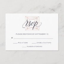 Convite de Casamento Diamante Geométrico Texto Azu