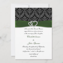 convite de casamento diamante verde damask