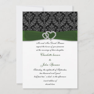 convite de casamento diamante verde damask