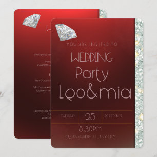 Convite de Casamento Diamante Vermelho Rubi