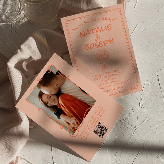 Convite de Casamento Divertido com Código QR de Co (Criador carregado)