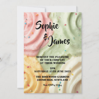 Convite de Casamento Divertido com Cupcake Colorid