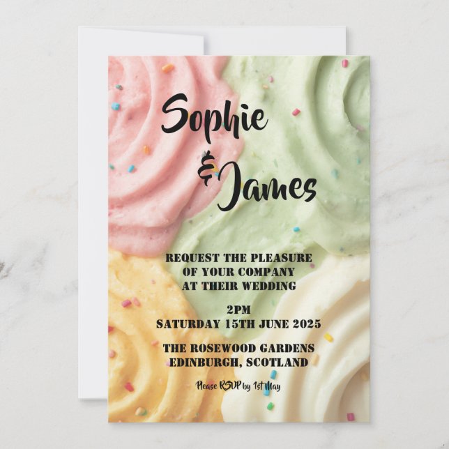 Convite de Casamento Divertido com Cupcake Colorid (Frente)