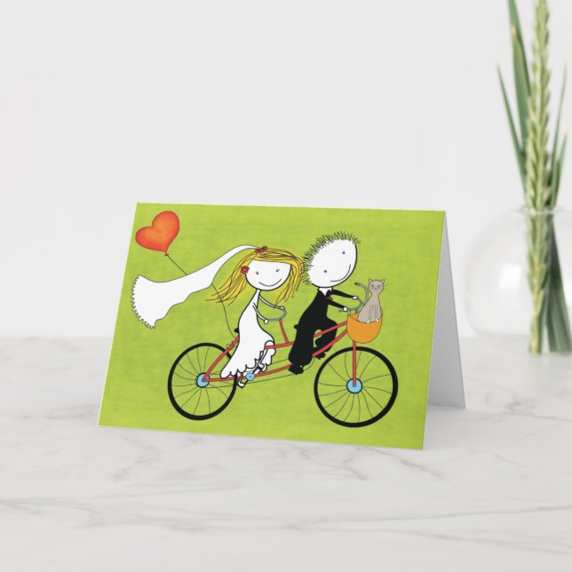 Convite de casamento divertido para ciclistas e am (Frente)