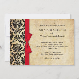 Convite De Casamento Do Arco Vermelho Do Damask Vi