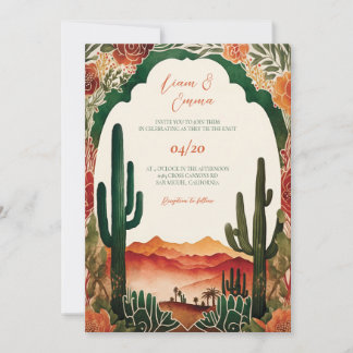 Convite de Casamento do Deserto de Cactus Mexicano