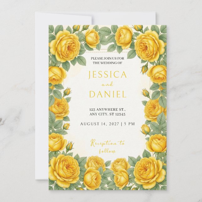 Convite de Casamento do Jardim Botânico de Rosas A (Frente)