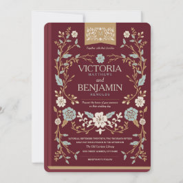Convite de casamento do Livro da Biblioteca Vintag