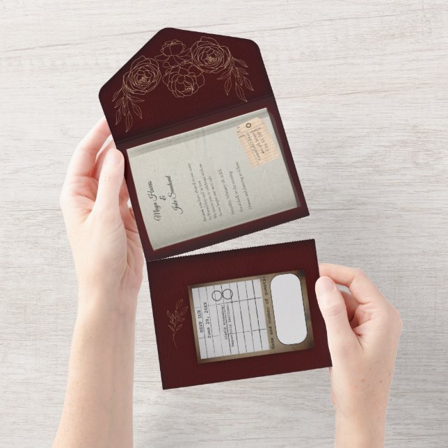 Convite De Casamento Do Livro De Rosas De Borgonha (Tearaway)