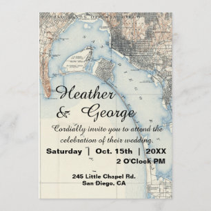 Convite De Casamento Do Mapa Rustic Vintage San Di