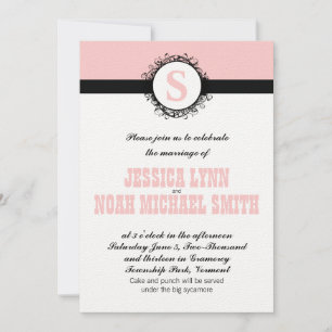 Convite de casamento do Monograma rosa ou qualquer