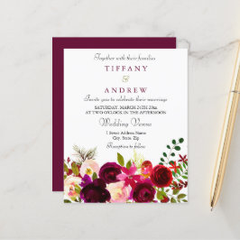 Convite De Casamento Do Orçamento Floral De Vinho 