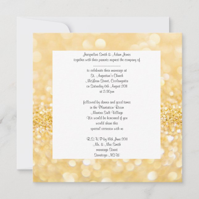 convite de casamento do ouro Sparkle (Frente)