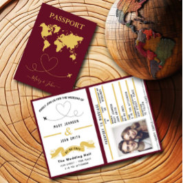 Convite de casamento do Passaporte Elegante Viagem