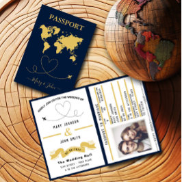 Convite de casamento do Passaporte Elegante Viagem