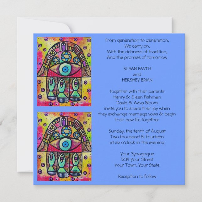 Convite de Casamento do Peixe Hamsa (Frente)