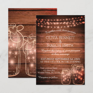 Convite De Casamento Do Rustic Mason Jar Lights
