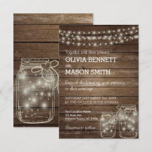 Convite De Casamento Do Rustic Mason Jar Lights
