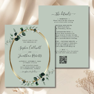 Convite de casamento do Sage do Código QR do Orçam