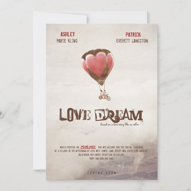 Convite de casamento do Sonho de Amor (Frente)