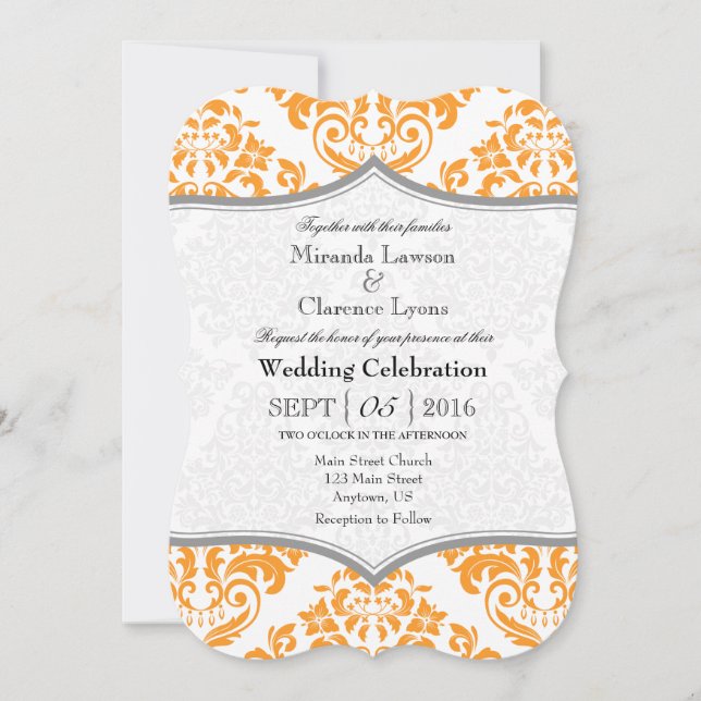 Convite de casamento do suporte das Cinzas laranja (Frente)