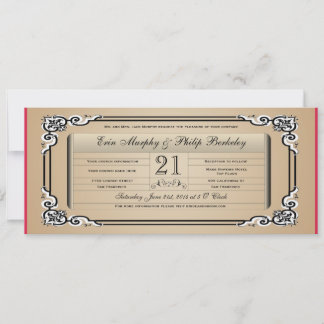 Convite de casamento do Ticket Vintage