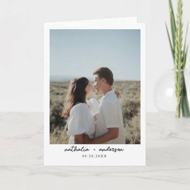 Convite de Casamento Dobrado com Código QR de Foto (Frente)
