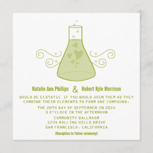Convite de casamento doce verde da química