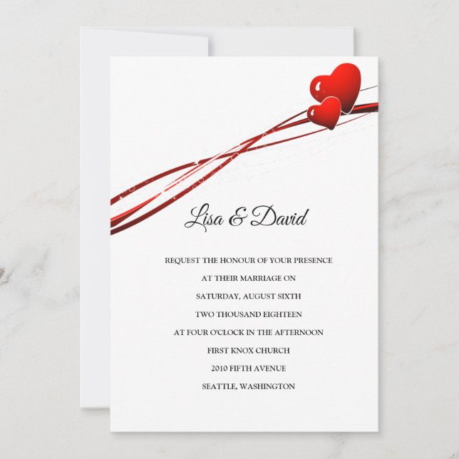 Convite De Casamento-Dois Corações (Frente)