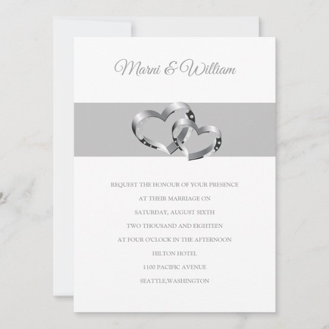Convite de Casamento Dois Corações (Frente)