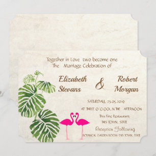 Convite de Casamento dos Flamingos Tropicais